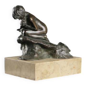 Ancient bronze figurine Vincenzo Gemito Fisherman 20th Century