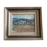 Oil painting painting "Provençal village signed H Pujol"