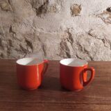 2 small orange cups made in Czechoslovakkia
