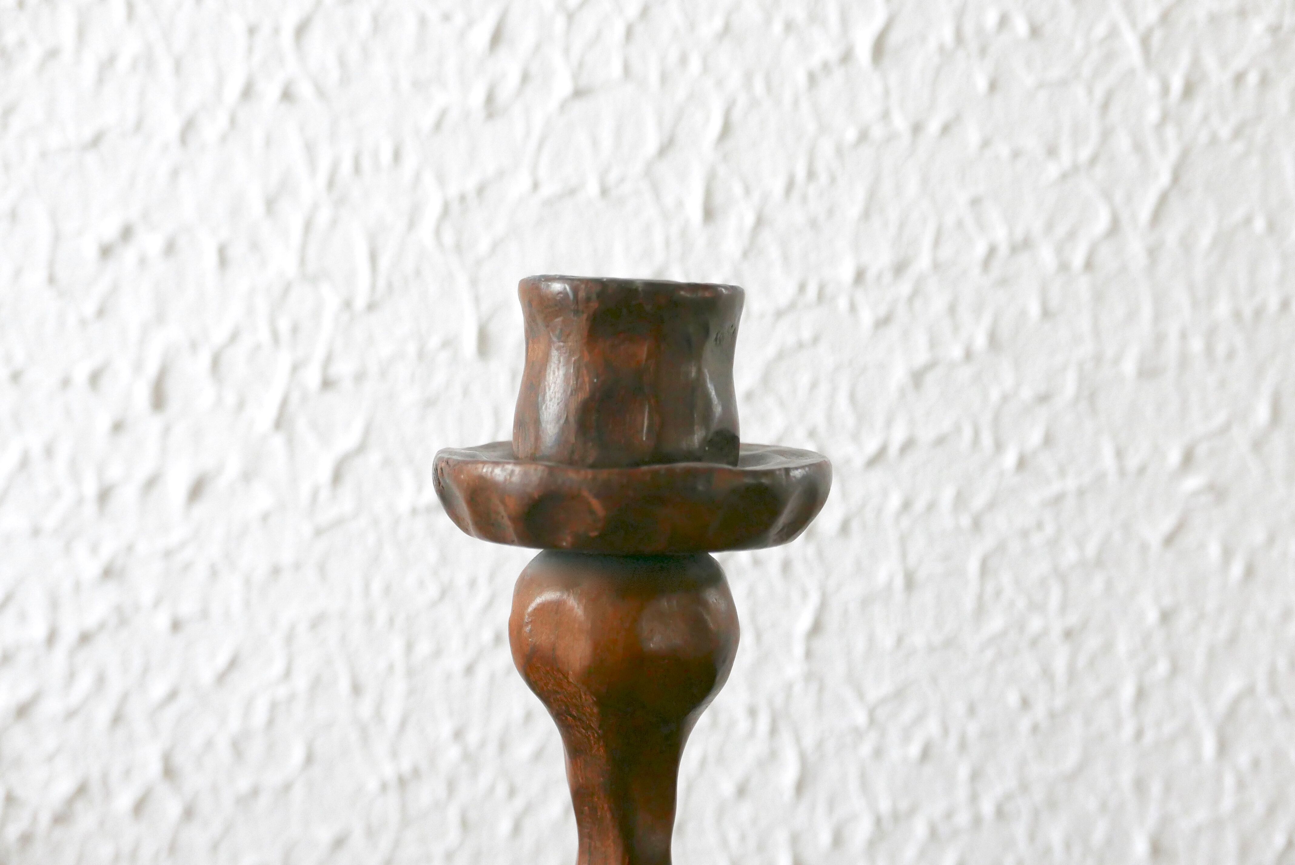 Candlestick in wood, 70s