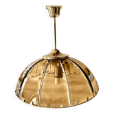 Lustre vintage dôme verre et metal doré vintage