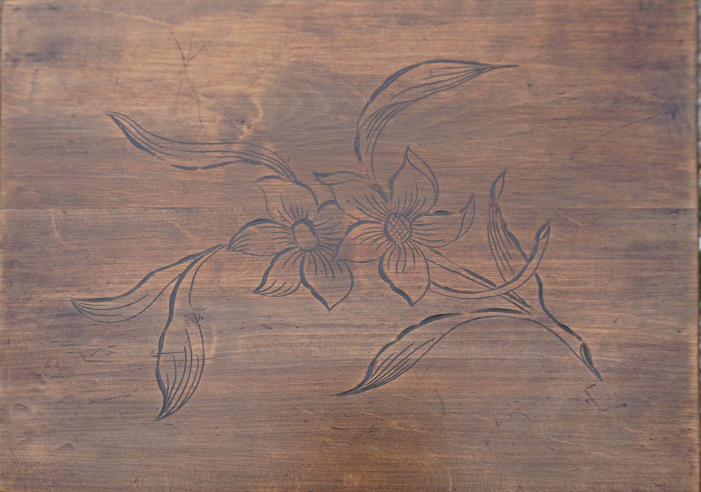 4 tables gigogne en bois art nouveau décor floral