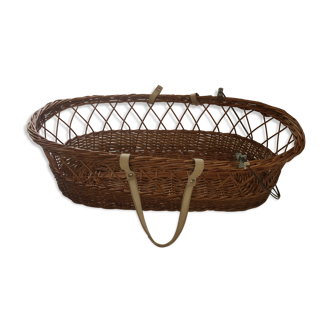 Rattan basket with canopy hoops and wrists