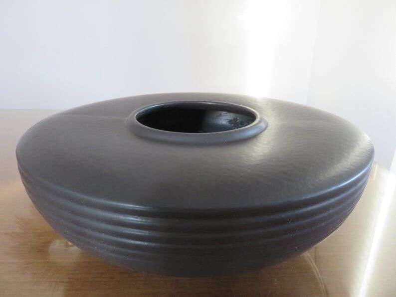 St Clement's matte black ceramic vase from the 1960s