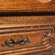 Louis XV style oak TV cabinet with drop-down flap.