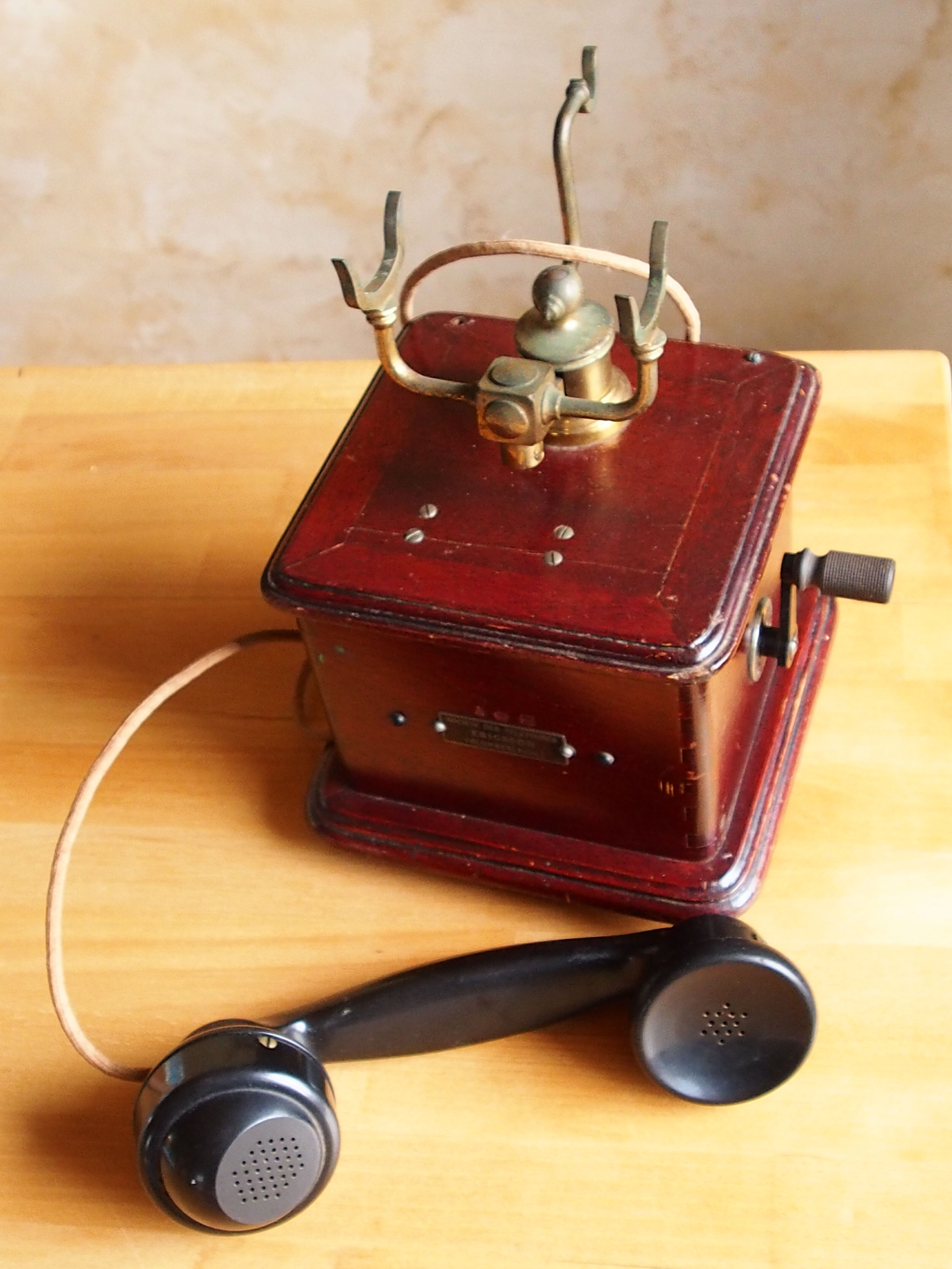 Ericsson antique telephone in wood and bakelite