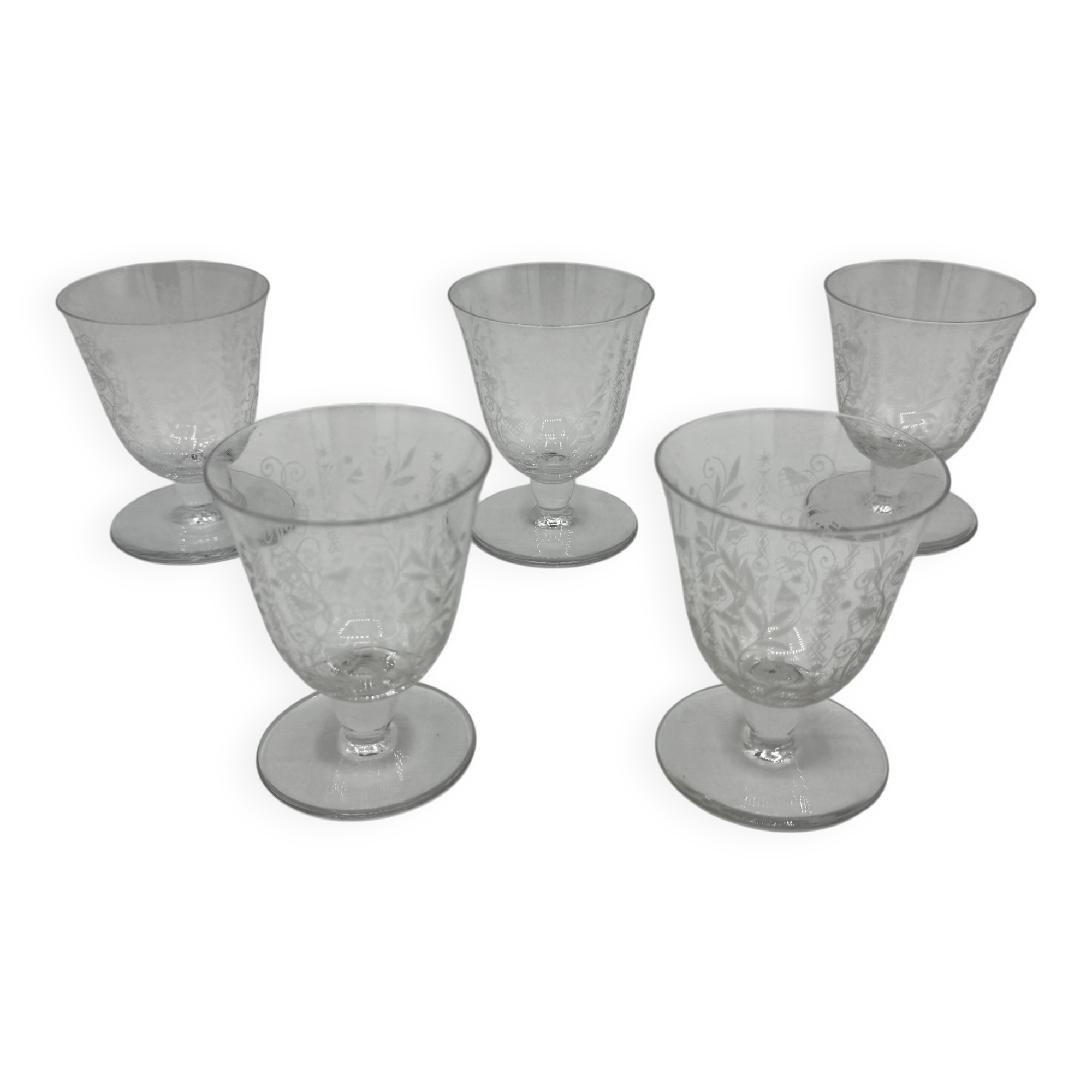 Set of 5 white wine glasses - Baccarat Crystal – Argentina model, 1940