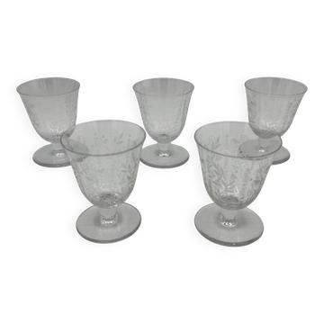 Set of 5 white wine glasses - Baccarat Crystal – Argentina model, 1940