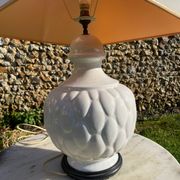Lampe en céramique blanche craquelée vintage 1970