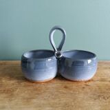 Glazed terracotta double salt dish