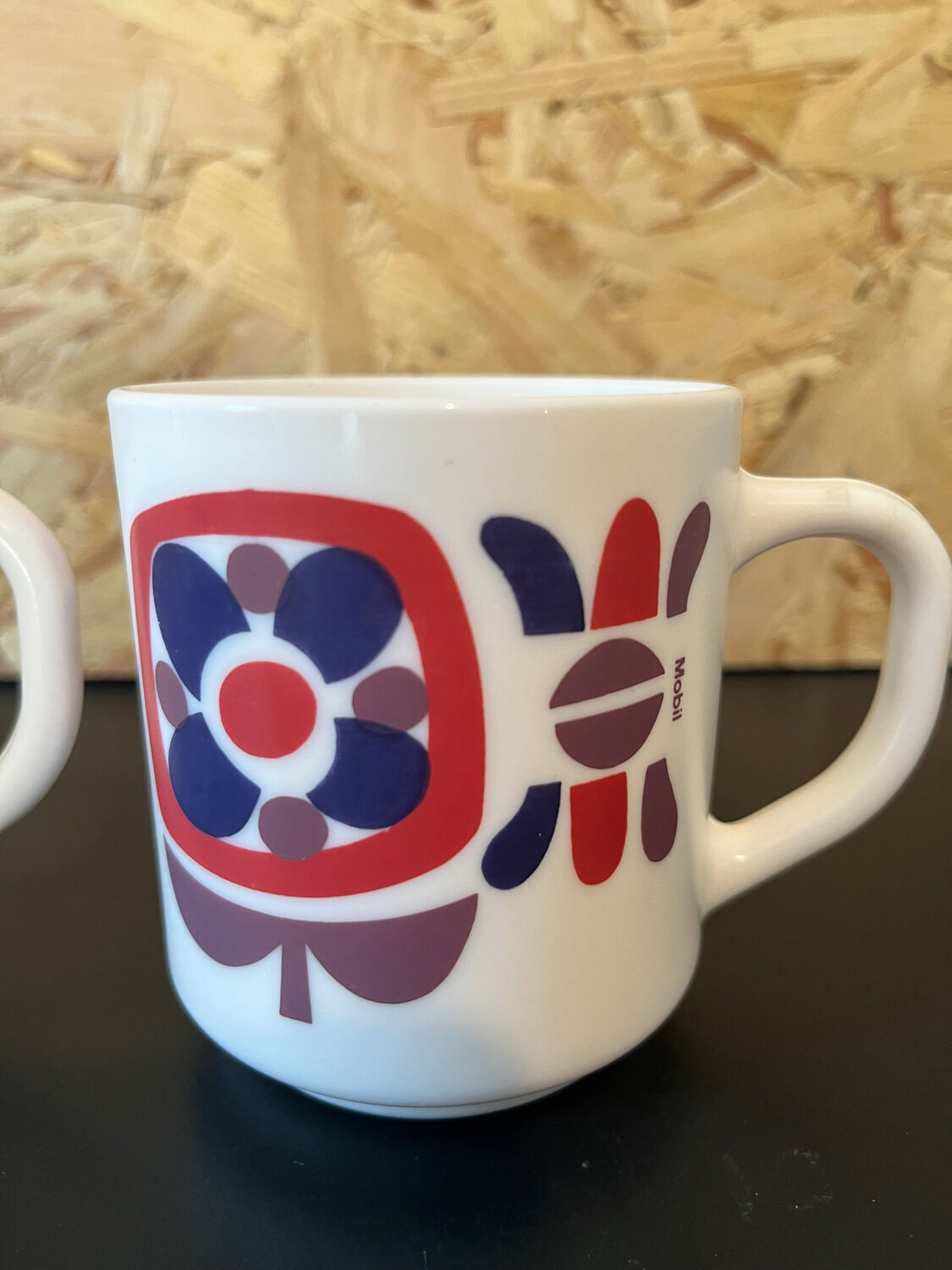 3 cups Mugs mobil 1972 designer Jean-Charles Meunier Arcopal editor