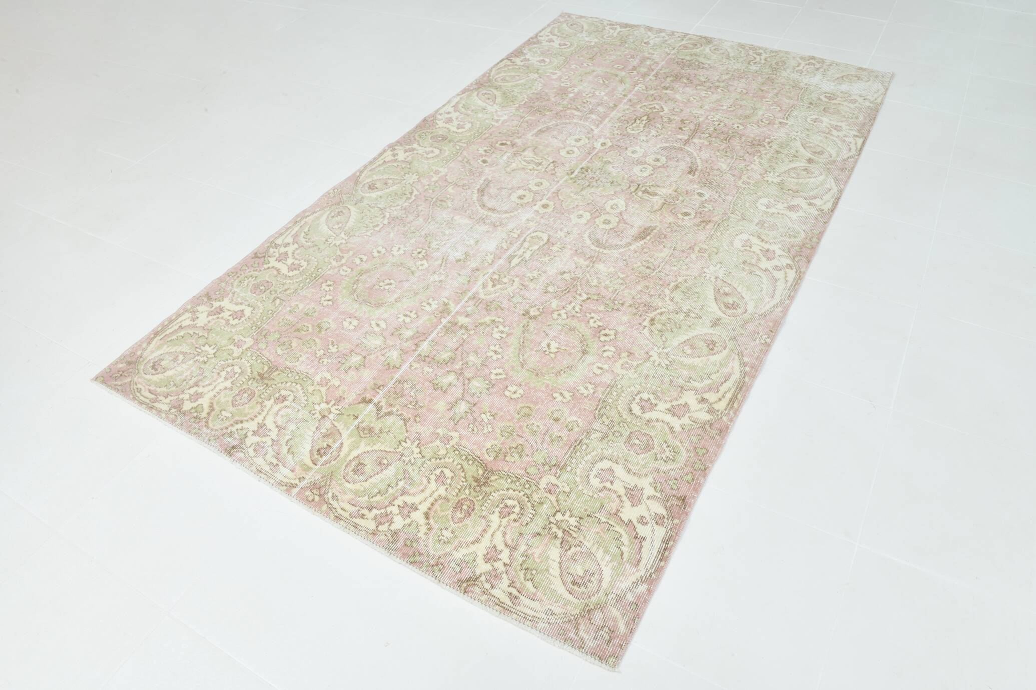 5x9 Light Red Green Vintage Area Rug, 160x274Cm SK 21509