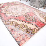 4x6 red turkish vintage rug, 4x6 handmade vintage rug