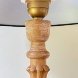 Carved wood lamp