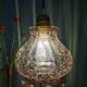 Suspension globe vintage en verre granité rose
