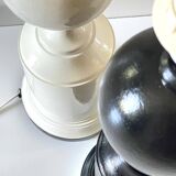 Duo vintage black and white wooden lamp bases