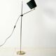 Brass floor lamp with green leather