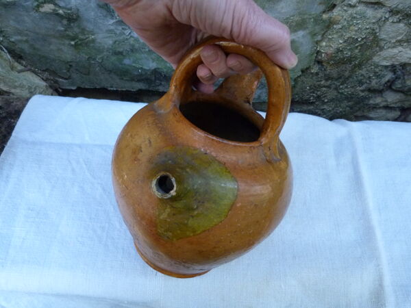 Ancienne chevrette gargoulette en terre vernissée XIXème siècle