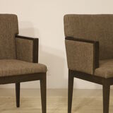 Pair of armchairs cube year 1960 fabric chiné brown color