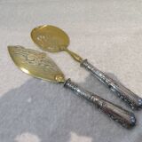 Ice cream serving cutlery in 950 silver and gilded metal, St LXVI and Art Nouveau style