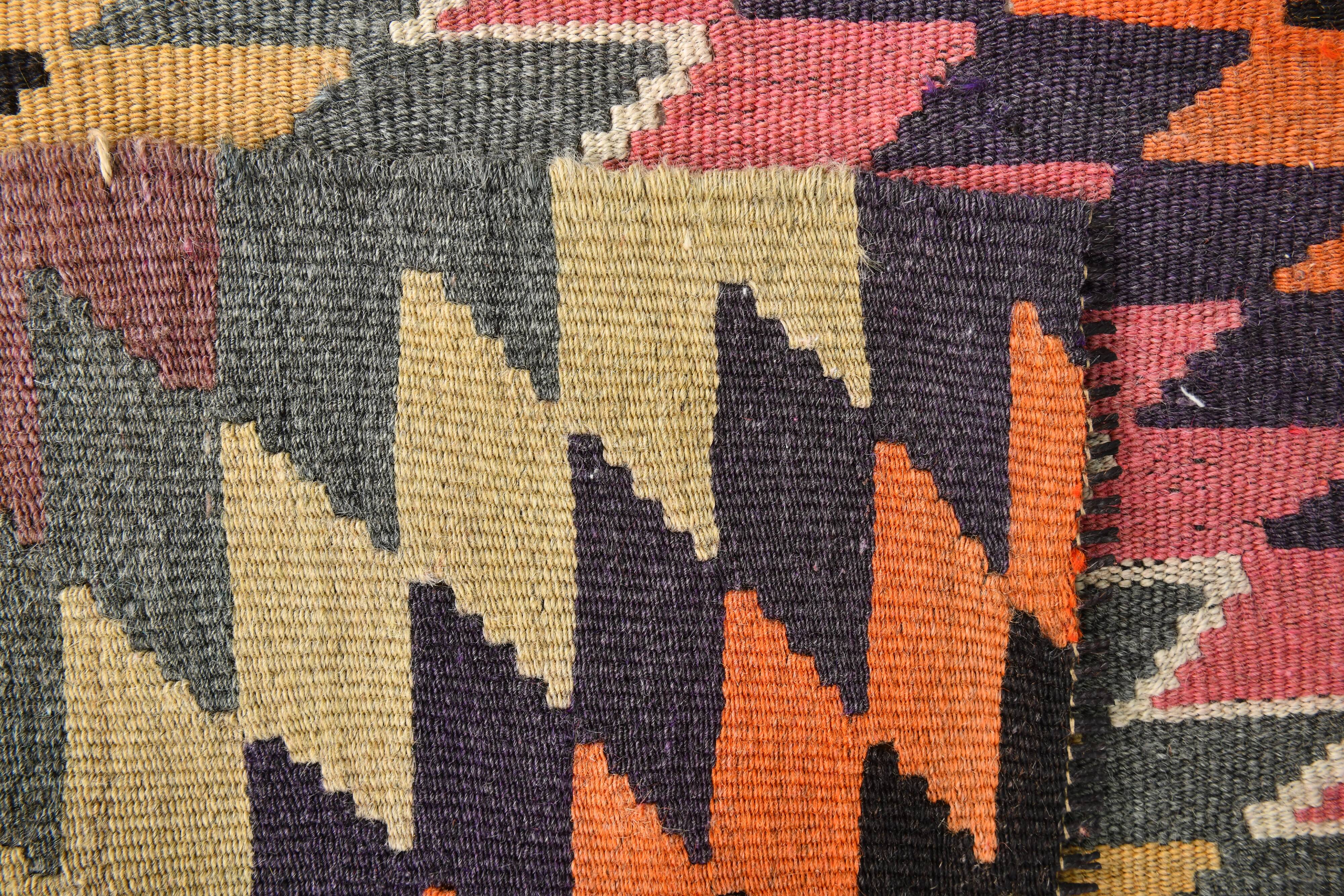 Multicolor Geometric Vintage Kilim Rug, 166x247Cm