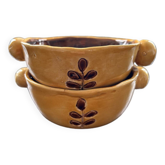 Pair of bowls with floral decoration