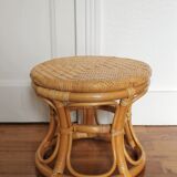 Low rattan stool and vintage canning