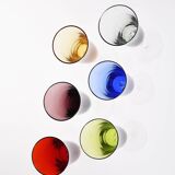 Set of 6 flutes Colorful glass champagne flutes.