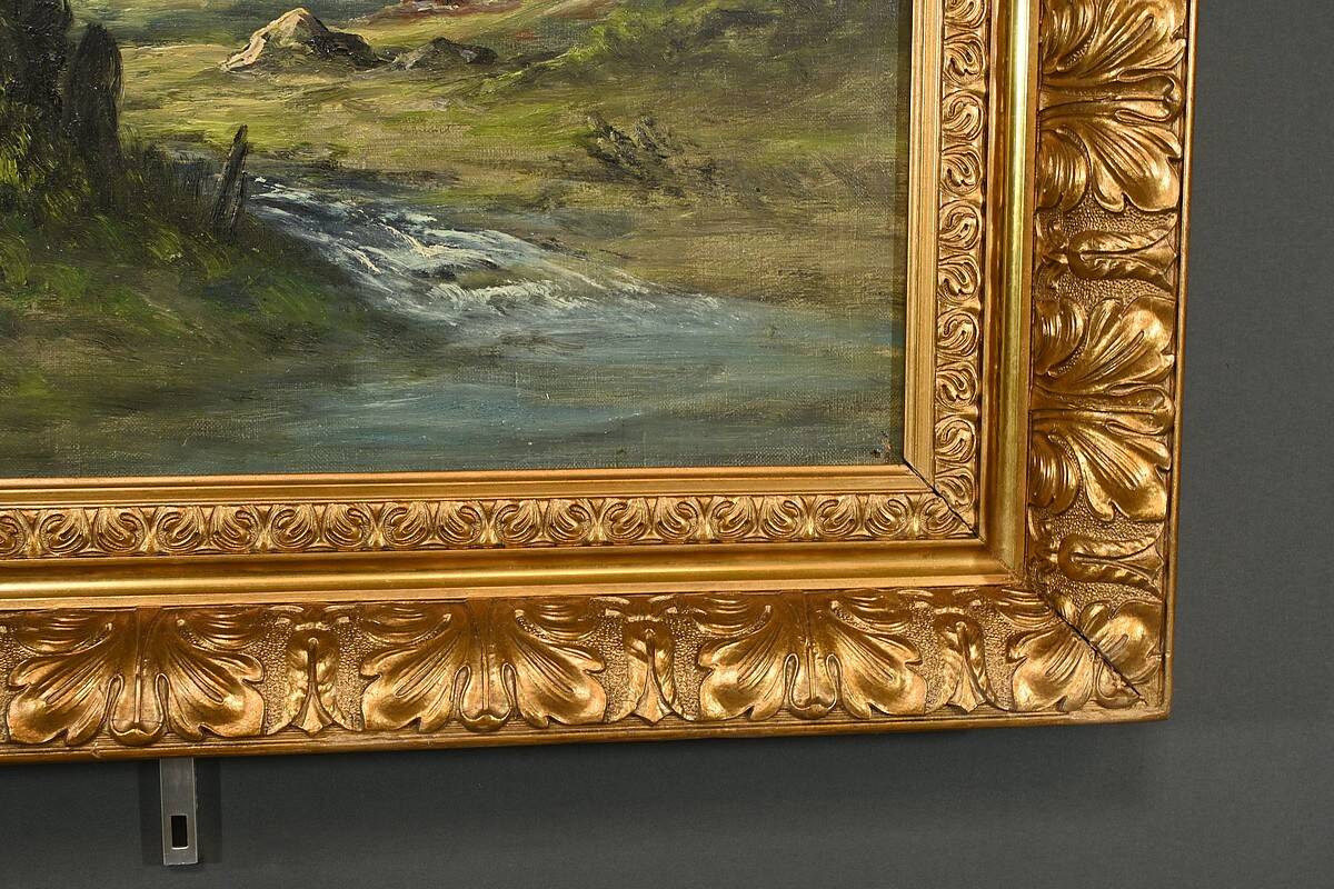 Oil on canvas "Mountain Landscape", signed C. Lion – Late 19th century