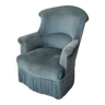 Blue velvet toad armchair