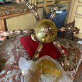 Art deco chandelier in copper with 6 glass tulips.