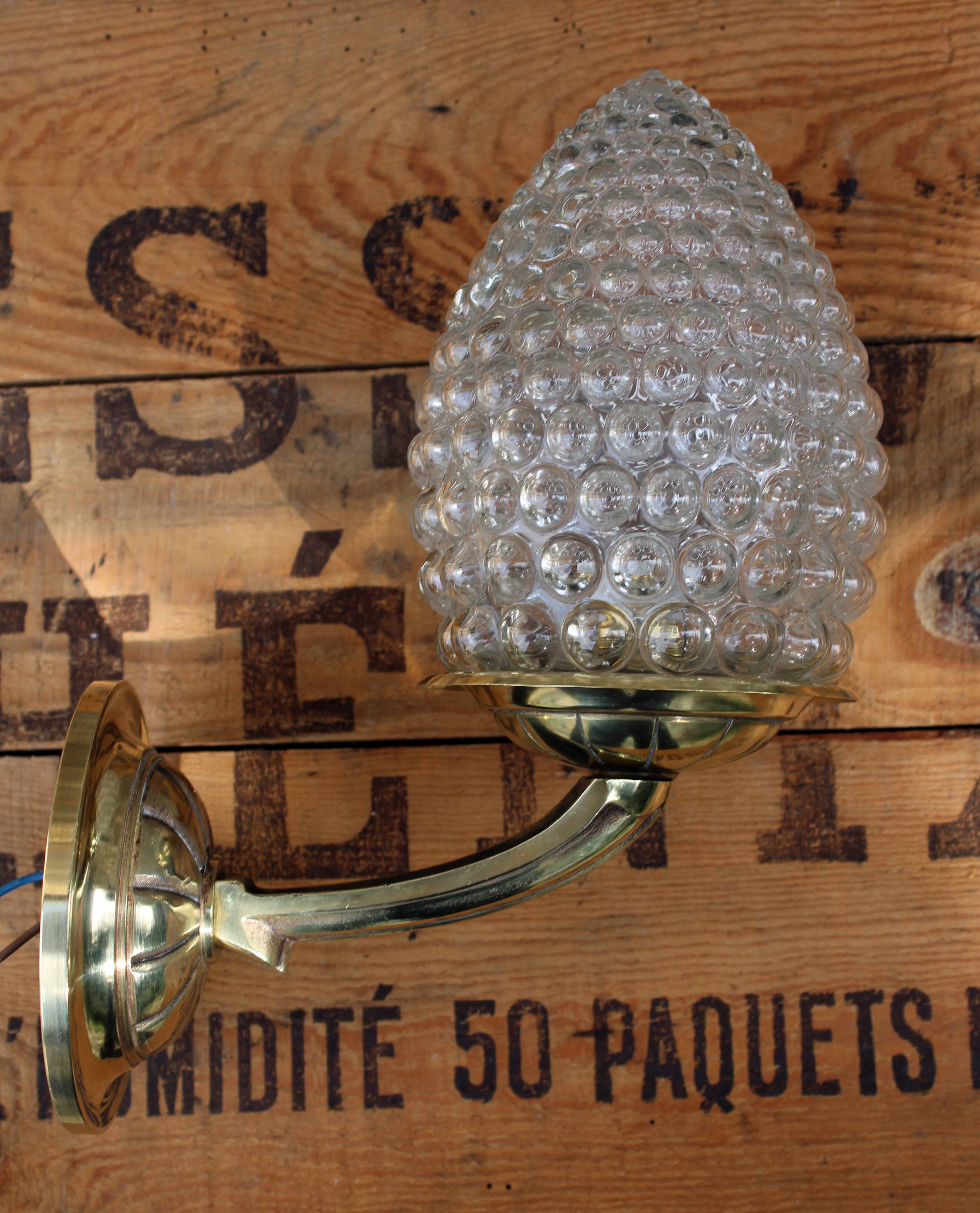 Sconce brass "pine apple" and glass