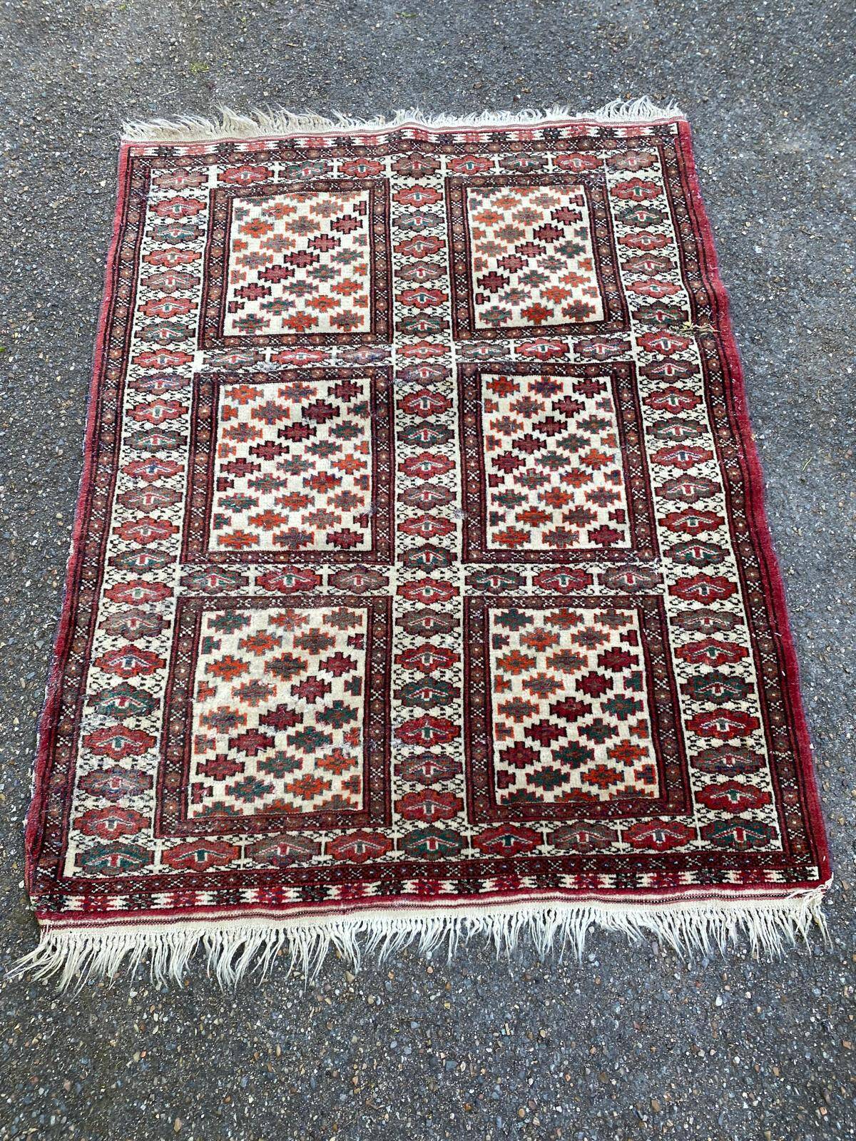 Burgundy Afghan wool Persian rug 95x125cm