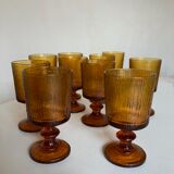 Set of 10 1970 glasses in molded glass tree wood