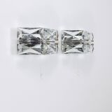 Pair of wall sconces in faceted crystal and chrome / prism glass wall lamps by Kinkeldey