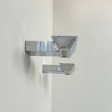 Pair of vintage wall lights, chrome and frosted glass, France, 1980.