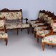 Czech Living Room Set in Beech and Walnut, 1890s, Set of 7