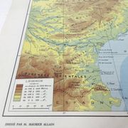 Vintage map of Corsica and southern Mediterranean France, 43x43cm from 1950.