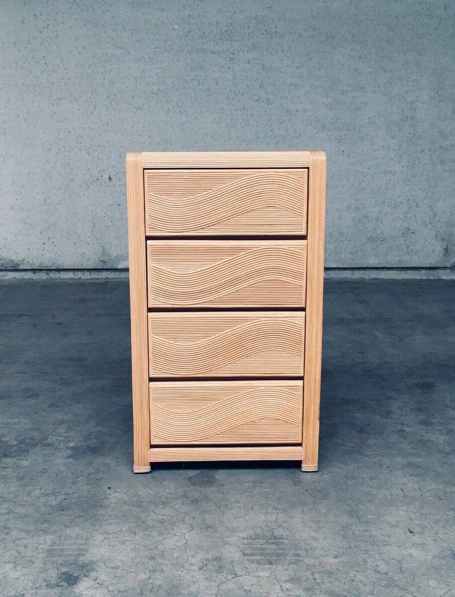 Vintage Rattan High Chest of Drawers, 1980s