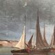 Old painting on wood sea le pouliguen 20x40 cm