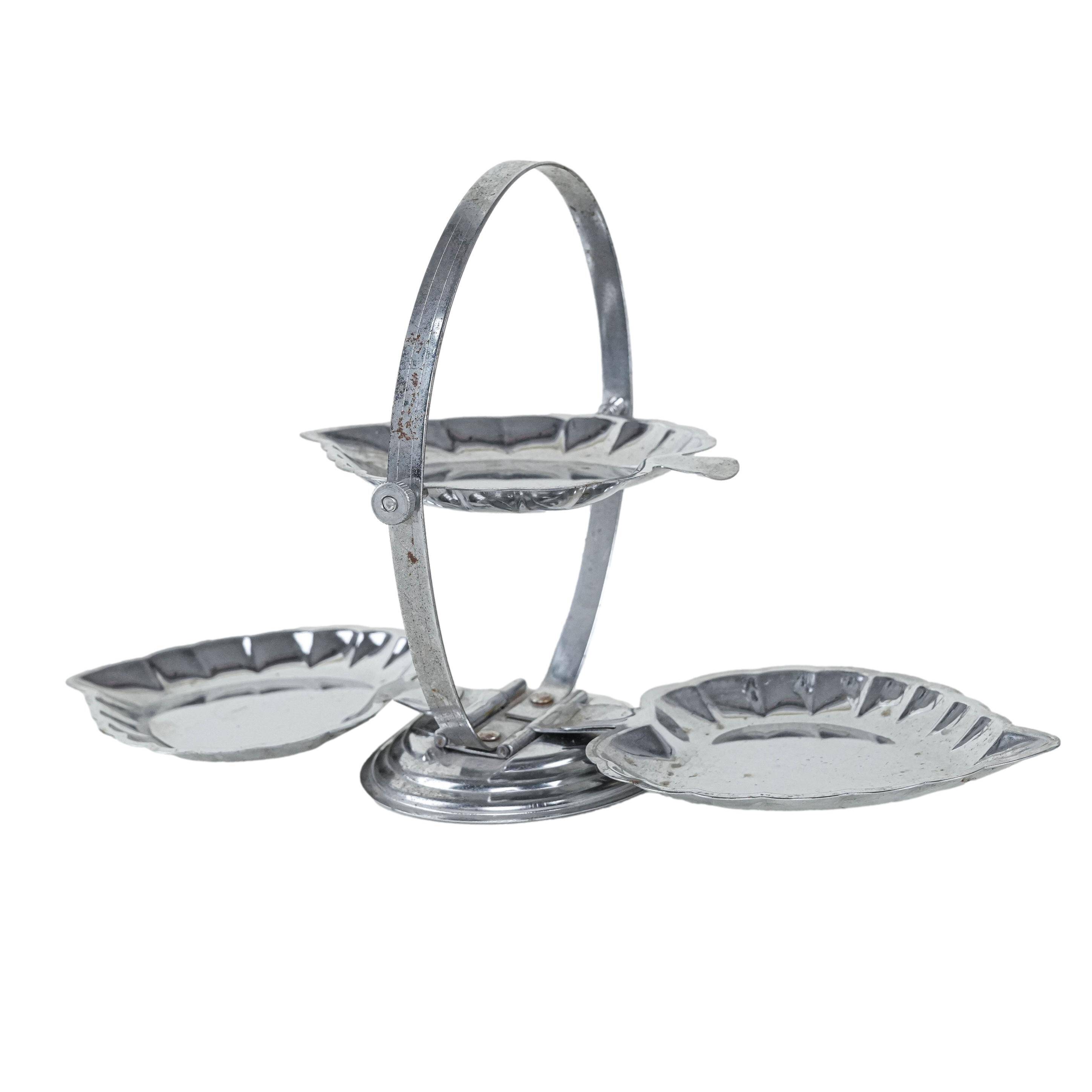 Three-tier metal cake stand, Italian design, 1970s, made in Italy