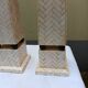 Pair of obelisk in bone marquetry, 70s
