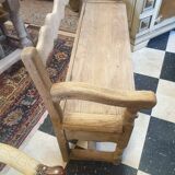 Vintage storage bench in natural wood