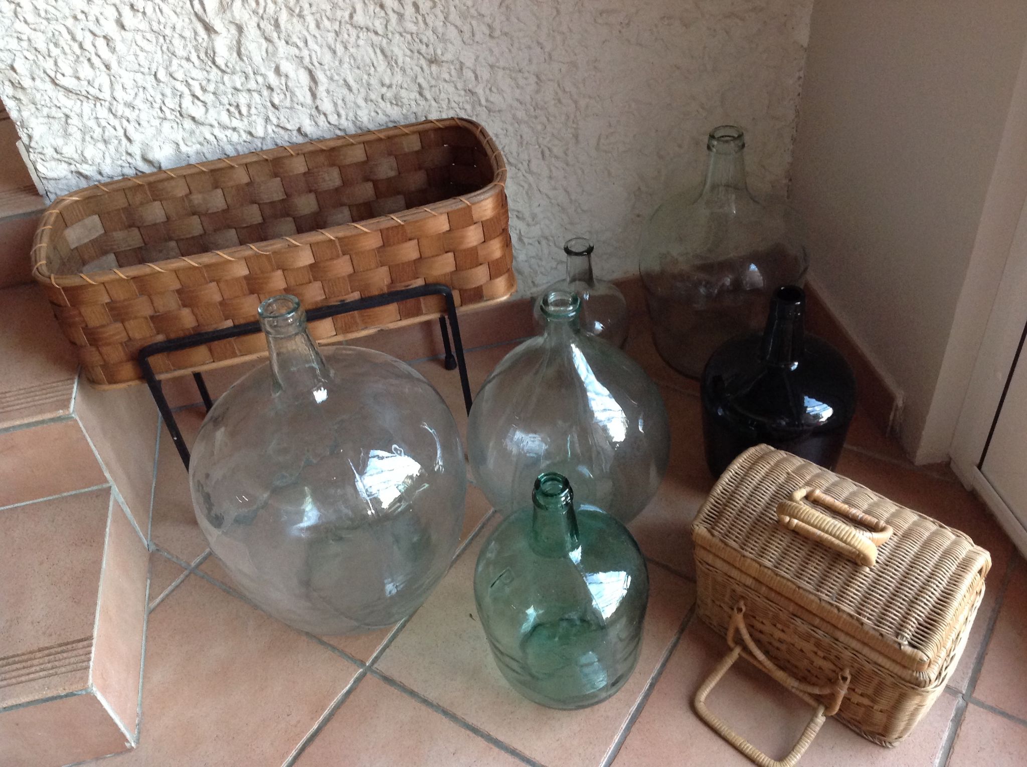 Dame -jeanne Vibesal 20 L in transparent glass / vintage 60s-70s