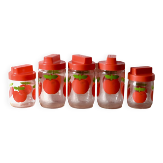Set of 5 vintage Henkel Pommes pots - advertising edition for Gulf