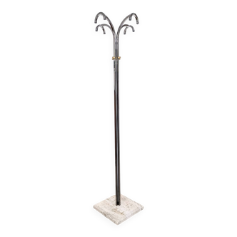Italian design coat rack (H170) – travertine base & gunmetal chrome