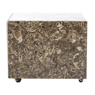 Square vintage emperador marble side table from the 70