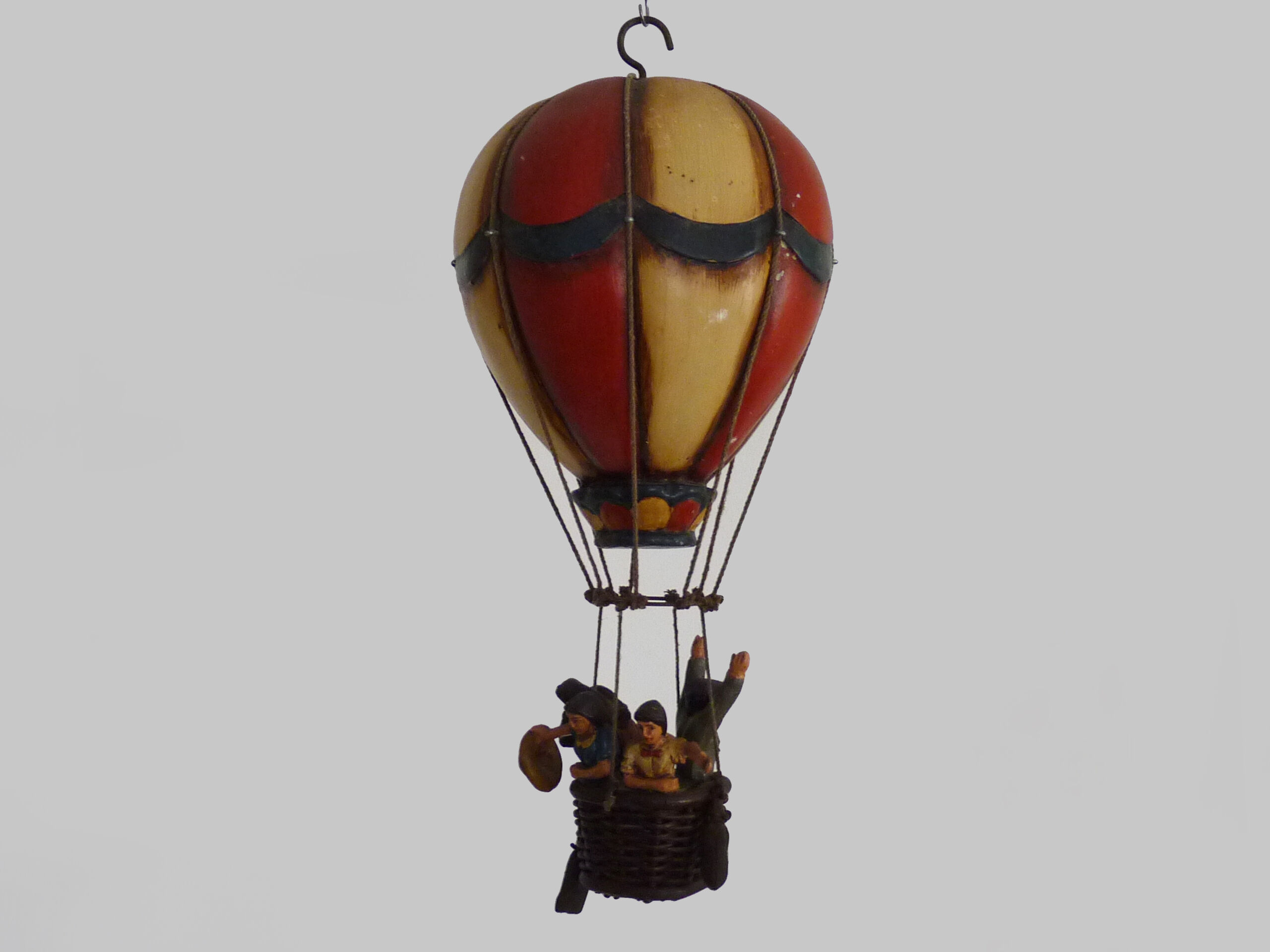 Voluptuous wooden hot air balloon, interior design, eighties