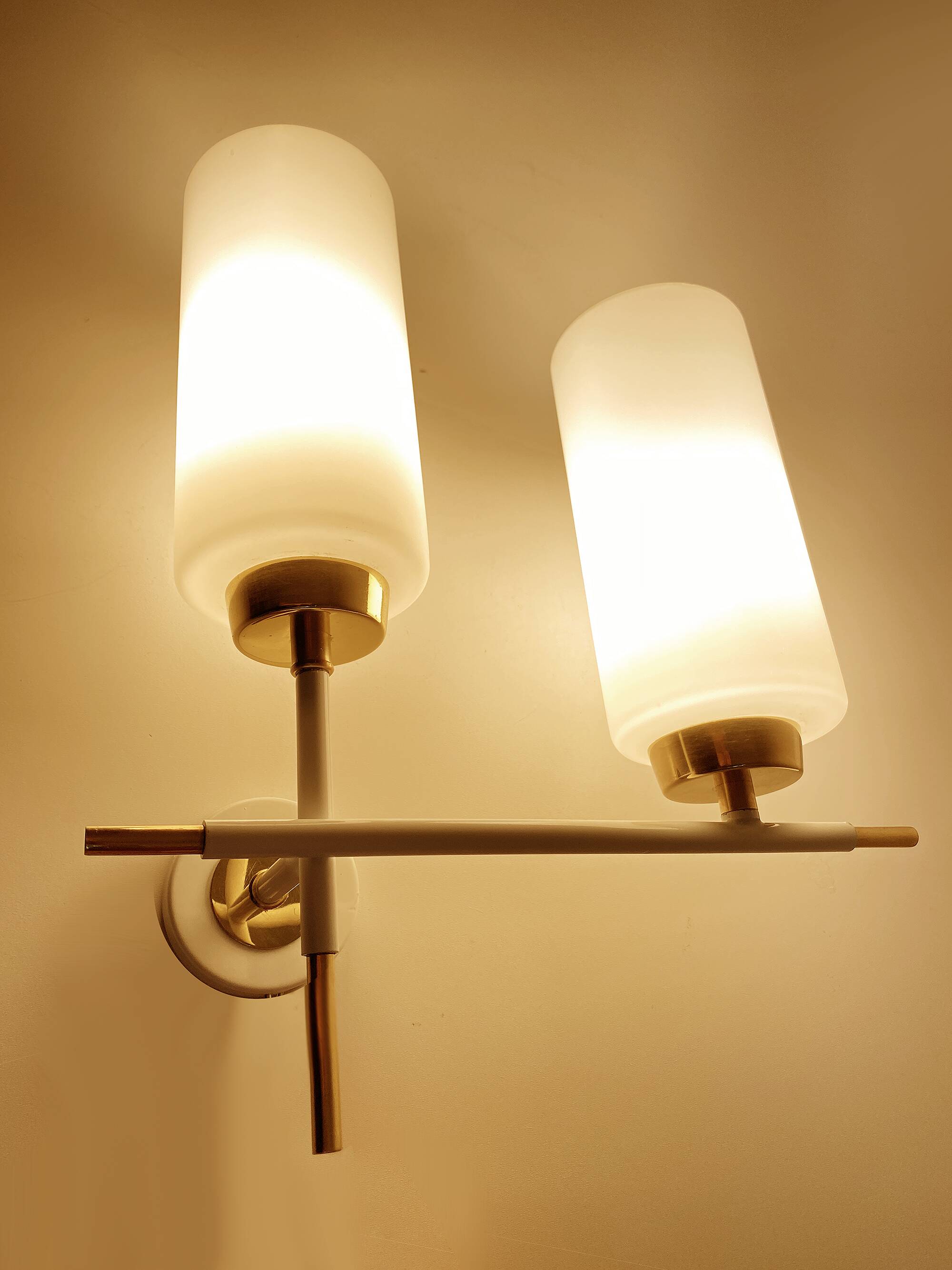 Pair of vintage architectural wall lights, 1960s