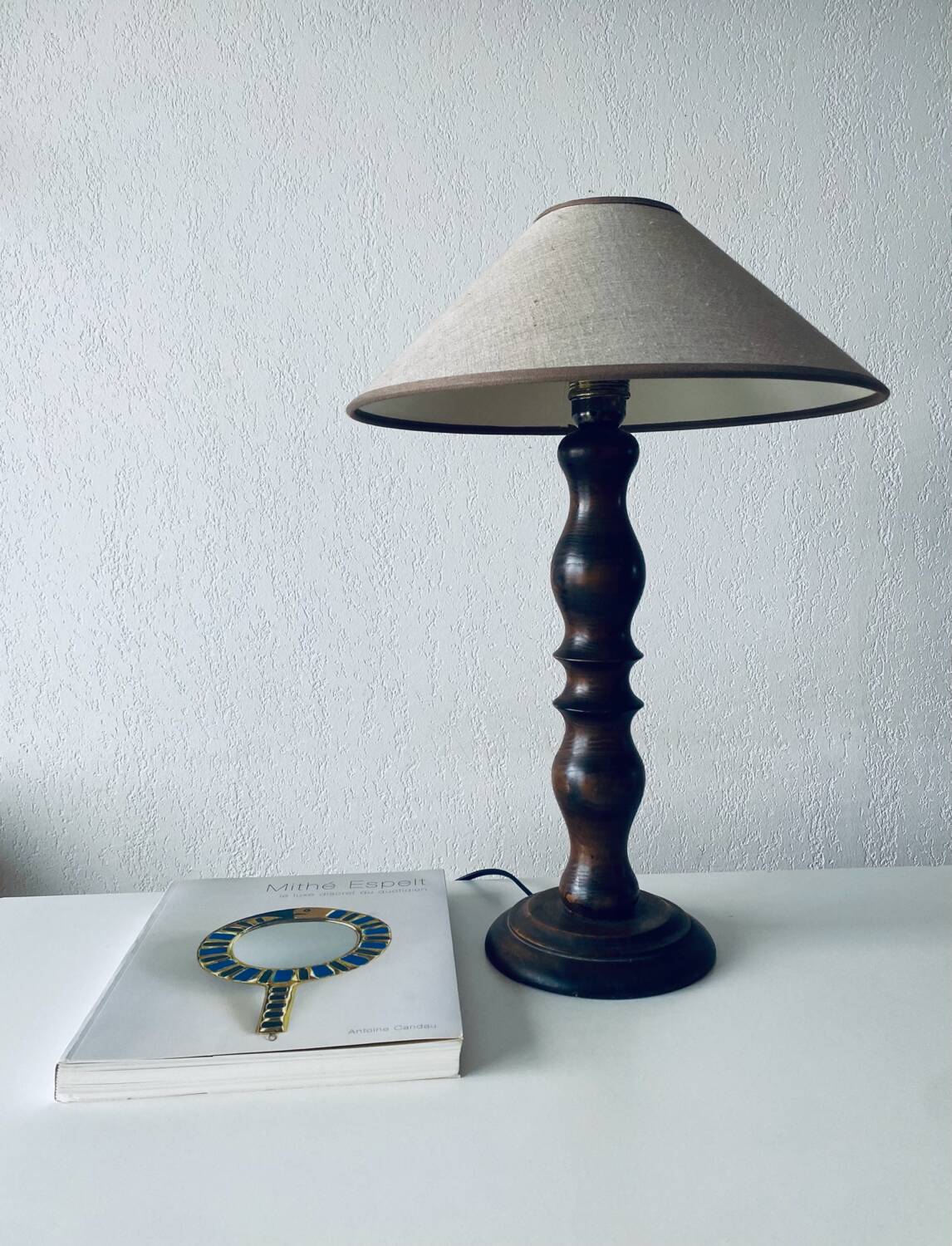 Turned wooden chalet lamp